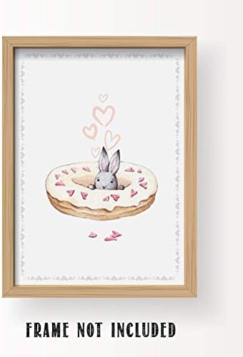 TJ Eredeti Gyermekek Óvoda Nyuszi Wall Art - Keretben 11 x 14 Aranyos Rabbit Színes Nyomtatás - Remek Ajándék a Család és a Barátok