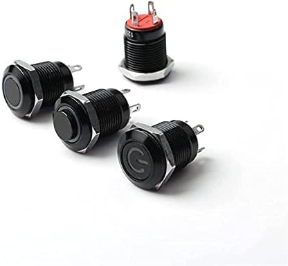 GANYUU 12mm Vízálló Oxidált Fekete Fém Gomb, Kapcsoló, LED-es Lámpa Pillanatnyi Reteszelés PC hálózati Kapcsoló 3V 5V 6V 12V 24V-os