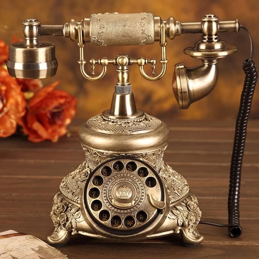 ZYKBB Antik Arany, Vezetékes Telefon Vintage Retro Forgó Tárcsa Asztal Telefon Telefon Újrahívás, kihangosító, Otthoni Iroda