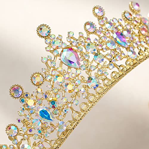 SWEETV Princess Tiara Korona a Nők, Lányok,Arany Esküvői Fejdísz, a Menyasszony,Irizáló Kristály Haj Kiegészítők Quinceanerán