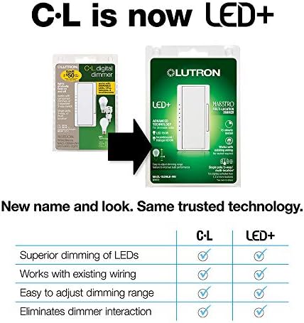 Lutron Maestro LED+ Digitális Dimmer Készlet Szabályozható LED, Halogén, valamint Incandesent Izzók | 150 W-os, Több Helyen | MACL-153M-RHW-WH
