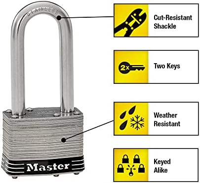 Master Lock 5SSQLJ Rozsdamentes Acél Kerti Lakat Kulccsal, 4 Csomag Kulcsos-Ugyanúgy, Ezüst