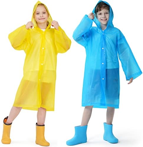Opret 2 Csomag Esőkabát Gyerekeknek, Újrafelhasználható Eső Köpeny a környéken Ujjú Vízálló Eső Kabátok Fiúk, Lányok