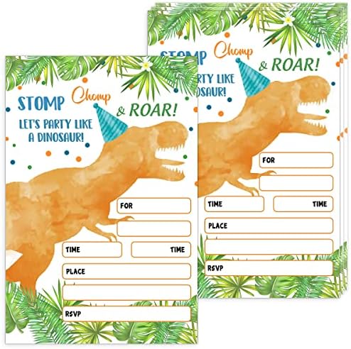 Dinoszaurusz Gyerekek Szülinapi Meghívó Kártya, 20 Vicces Születésnapi Felkéri a Borítékokat a T-Rex Gyerek Party, Szülinapi Dino