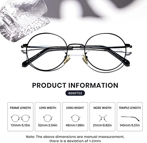 Cyxus Kerek Kék Fény Szemüveg Férfiak Nők drótváz UV Blokkoló Számítógépes Szemüveg, víztiszta Lencse Fém Ultra Könnyű Szemüveg