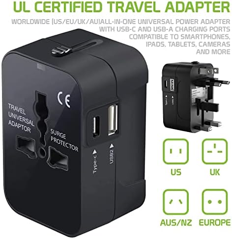 Utazási USB Plus Nemzetközi Adapter Kompatibilis Acer Iconia W3 Világszerte Teljesítmény, 3 USB-Eszközök c típus, USB-A Közötti Utazás