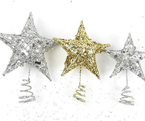 SHYPT karácsonyfa tetején Csillag karácsonyfa Topper Dísz Arany Por Szikrázó Csillag Medál Ajándék Haza Esküvői Dekoráció