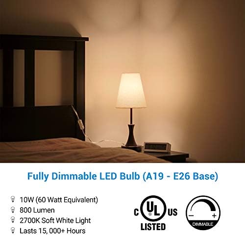 DEWENWILS 8-Pack Szabályozható LED 19 Villanykörte, Puha, Fehér Fény, Meleg Fény, 800 Lumen, 2700K, 10W (60 Watt Egyenértékű), E26 Közepes