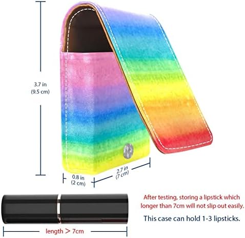 Akvarell Színes Vonalak Bőr Smink Rúzs Esetben a Tükör Mini Smink Táska Napi Touch-up