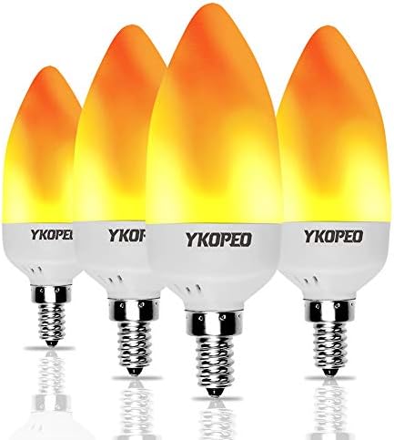 YKOPEO Láng Izzók E12, LED Villogó Fény Izzók Szimulált Tűz Hatása Tipp Gyertyatartót Izzó Láng, 3 Üzemmód, 3W Tűzijáték Villanykörte