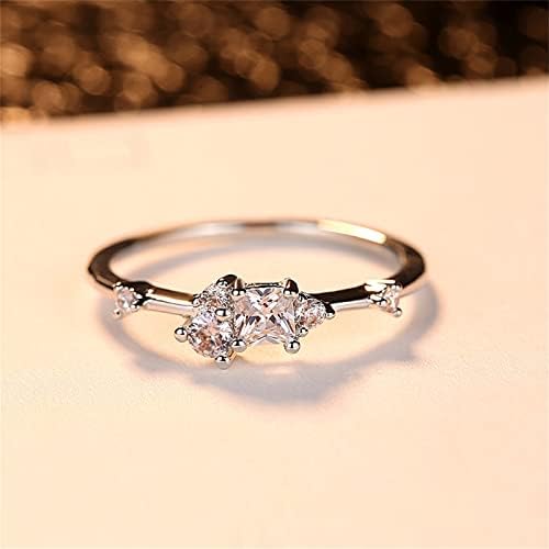 Tér Gyűrű Egyszerű Javaslat Gyűrű Szabálytalan Kis Gyémánt Cirkon Gyűrű Valentin Napi Ajándék Teal Gyűrűk Nyugati (E, 6)