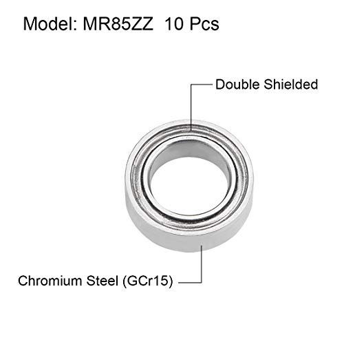 uxcell MR85ZZ Mély Groove golyóscsapágyak 5mm x 8 mm x 2,5 mm-es Dupla Árnyékolással Chrome Acélból P6(ABEC3) 10db