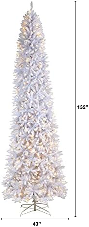 11ft. Vékony, Fehér Mesterséges karácsonyfa 950 Meleg Fehér LED Lámpák, 2836 Hajlítható Ágak