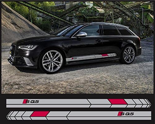 Audi SQ5 oldalon matrica szett R+L (fehér - piros)