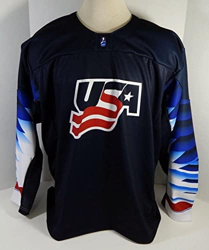 2021 USA Csapata a Jégkorong 5 Játék Kiadott Kék Mez U18 Világ Juniors XL 71 - Játék Használt NHL-Mezek