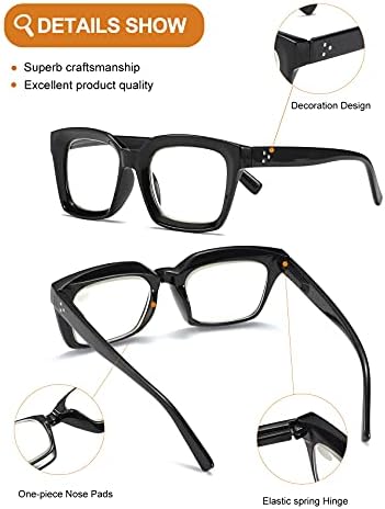 ZXYOO 3 Csomag Túlméretes Szögletes Design Olvasó Szemüveg a Nők, a Kék Fény Blokkoló Olvasó