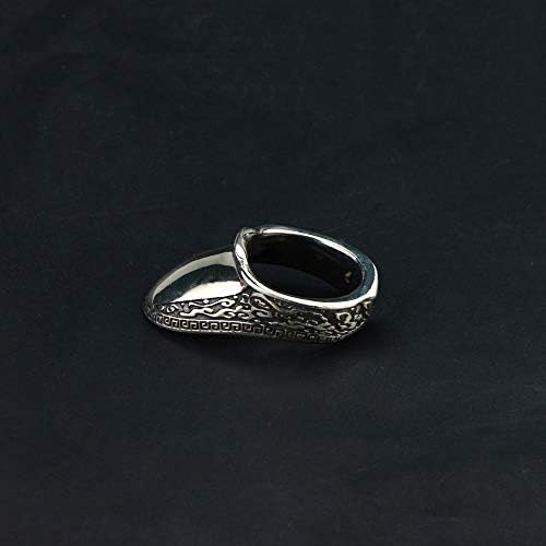 AMEYXGS Íjászat Gyűrűm, Kézzel készült Tibeti Ezüst Ujja Protector Hüvelykujj Védelmező Gyűrű Kültéri Íjászat, Vadászat