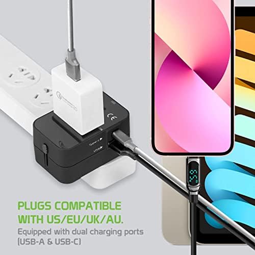 Utazási USB Plus Nemzetközi Adapter Kompatibilis az Asus ZenFone 4 Önarckép Pro Világszerte Teljesítmény, 3 USB-Eszközök c típus, USB-A