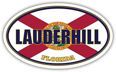 Lauderhill Város Floridai Állami Zászló | FL Zászló Broward Megye Ovális Állami Színek Lökhárító Matrica, Autó Matrica 3x5 cm