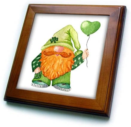 3dRose Aranyos Szent Patrik Nap Gnome Kezében Egy Zöld Szív Lufi - Keretes Lapok (ft-374602-1)