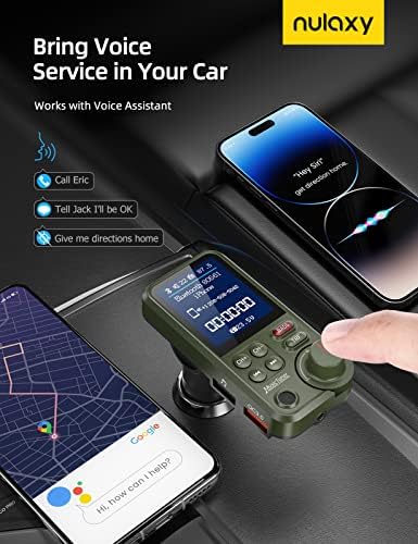 Nulaxy FM Bluetooth Adó autót, Erős Mikrofon Bluetooth Autós Adapter 1,8 Színes kijelző a Kezét Ingyenes Hívások, Támogatja a QC3.0