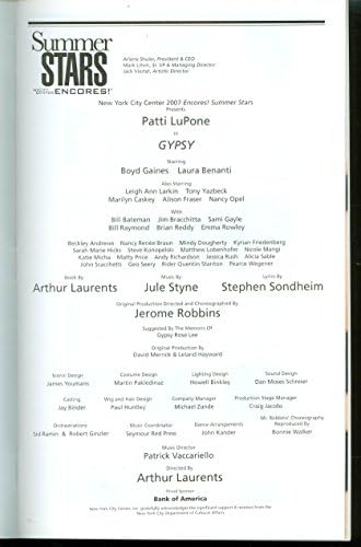 Cigány, A Városközpont Színlapot + Pre-Broadway + Patti LuPone, Laura Benanti, Boyd Gaines, Lee Ann Larkin, Tony Yazbeck, Marilyn