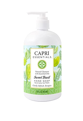 Capri Essentials Bazsalikom Természetes Szappan – Folyékony Szappan w/Illóolajok – Növényi Alapú Folyékony Szappan – Kémiai-Ingyenes