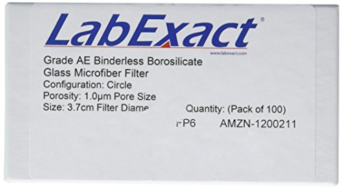 LabExact 1200211 Minőségű AE Üveg Mikroszálas Szűrő, Binderless Boroszilikát Üveg, 1.0 µm, 3.7 cm (Csomag 100)