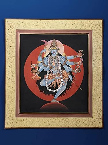 Egzotikus Indiai Istennő Mahakali Festmény - a Víz Színe Festés, Papír