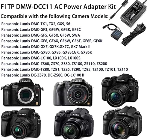 F1TP DMW-AC10 HÁLÓZATI Adapter DMW-DCC11 DC Csatlakozó Dummy Akkumulátor Készlet Panasonic Lumix DMC-GX80 GX85 GF6 GX7 DC-G100 GX9 LX100K