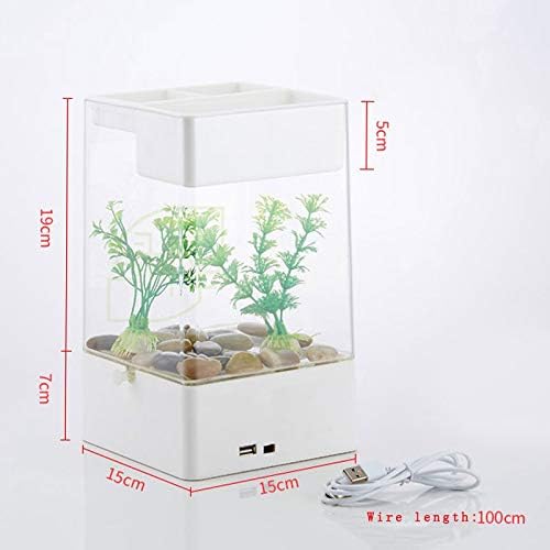 TJLSS Mini Akvárium Akril Műanyag USB akvárium LED Hordozható akvárium Vízi Kisállat felszerelés Beltéri Irodai Dekoráció