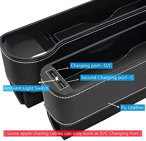 RISDORAY autósülés Gap Szervező Elülső Ülés Gap-Filler, 6 Szín Környezeti LED Fény Kettős USB Töltő Port Autó Zseb pohártartó