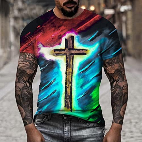 ZDFER Katona Rövid Ujjú T-shirt Mens, Tavasz Utca Hit Jézus Kereszt Nyomtatás Edzés Atlétika Sleeve Tee Maximum