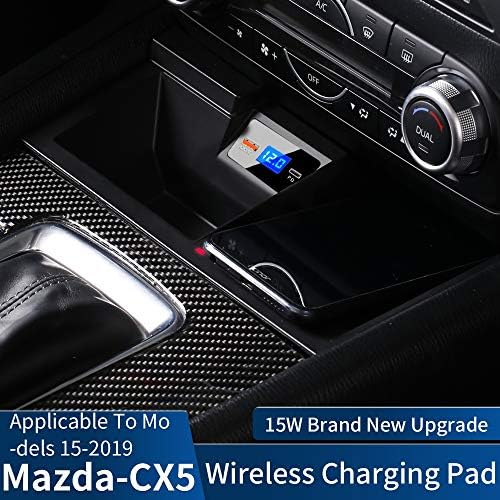 CLEC Vezeték nélküli Autós Töltő Alkalmas Mazda CX5 2022-2017,QC 3.0 Vezeték nélküli Telefon Töltés Pad CX5 Tartozékok,USB Port