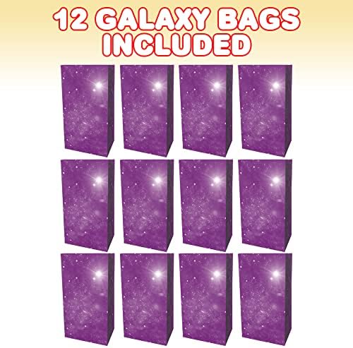 ArtCreativity Galaxy papírzacskó - Csomag 12 - világűrben Témájú Ajándék Táskák - Tartós Kezelésére tasakok, Csillagászat, Party Kellékek,