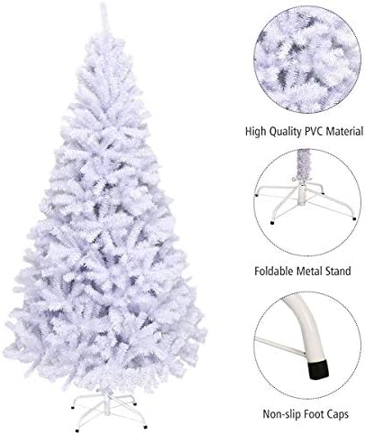 SPSUPE, Fehér Mesterséges PVC Fenyő Fa, Fém Állvány, Könnyű Összeszerelés, Ideális Karácsonyi Ünnepi Ünnepi Dekoráció, (6 LÁB)