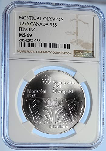 1976 CA 1976 KANADA Elizabeth II Olimpia, Montreal FENCIN $5 MS 69 NGC
