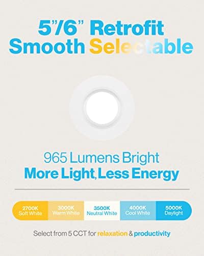 Sunco 12 Pack 5/6 Hüvelykes LED Lámpák Utólag Süllyesztett Világítás Választható 2700K/3000K/3500K/4000K/5000K Szabályozható, Sima Berendezés,