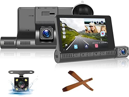 3 Csatorna Kamera, Elöl-Hátul & Belül, Dash Kamera Autók 1080P Full HD Kettős Műszerfal Kamera Készülék 4 - os LCD kijelző