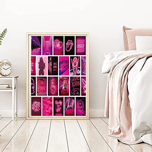 Muybien 50PCS Rózsaszín Neon Esztétikai Képek Fal, Kollázs, Kit, Esztétikai Plakátok Kollégiumi Fotó Dekoráció, Fali Művészi