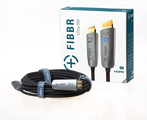 FIBBR Optikai HDMI Kábel Nagy Sebességű Aktív Optikai HDMI Kábel Támogatja HDR10 ARC HDCP2.2 4:4:4/4:2:2/4:2:0 (65ft/20M, Szürke,