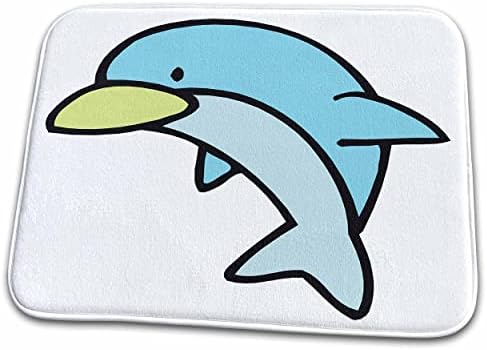 3dRose Aranyos Kis Baby Blue Dolphin Állat Rajzfilm Design - Étel, Szárítás, Szőnyeg (ddm-116346-1)