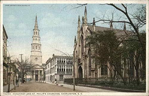 Hugenotta St. Philip Egyházak Charleston, Dél-Karolina SC Eredeti Antik Képeslap