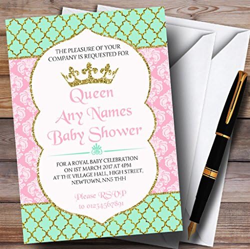 Rózsaszín Green & Gold Hercegnő A Királyi Meghívók Baba Zuhany Meghívók