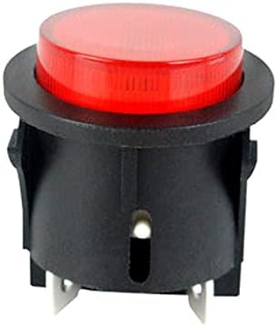 DAYAQ Piros nyomógombos Kapcsoló Lámpa 4 Csapok Touch hálózati Kapcsoló 15A 250V Elektromos Kerek Rocker Kapcsoló 28 * 23.2 mm PS18-16-2