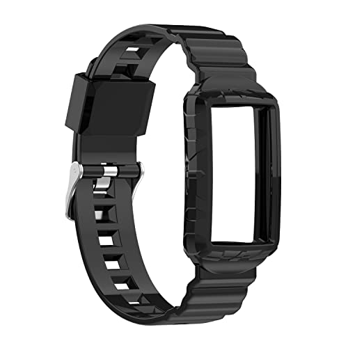 eiEuuk 3PCS Watchbands Kompatibilis Fitbit Díj 5/Charge4/Charge3/SE Puha Szilikon Csuklópánt Ütésálló Páncél Design Zenekar Esetben