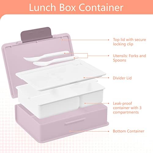 BOENLE Eper Lila Levél Bento Ebédet a Gyerekek Bento Box, 3 Rekesz,Ebéd Konténerek Beépített Újrafelhasználható Villa & BPA-Mentes