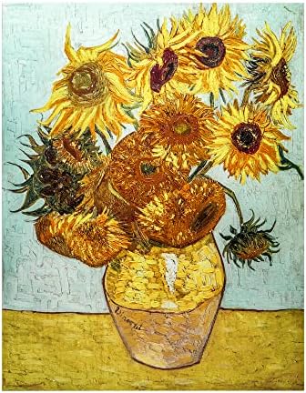 ArtbyHannah Vincent Van Gogh Napraforgó Olaj Festmény Reprodukció - 24x32 Hüvelyk Kézműves Múzeumi Minőségű Művészeti Nyomtatási, Híres Művész