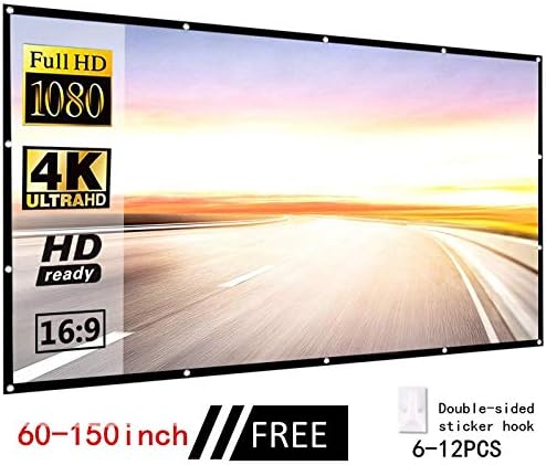 TWDYC Egyszerű paraván Hordozható Haza Szabadtéri KTV Hivatal 3D-s HD Proyector kivetítőn (Méret : 150 hüvelyk)