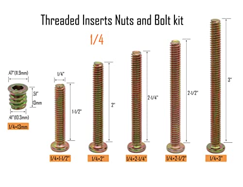 LBY 25 Készletek 1/4×13 mm-es Menetes Betétek Nuts rendesen Választék készlet, hatlapú Meghajtó Bútor Peremes Csavar-a Nut(a